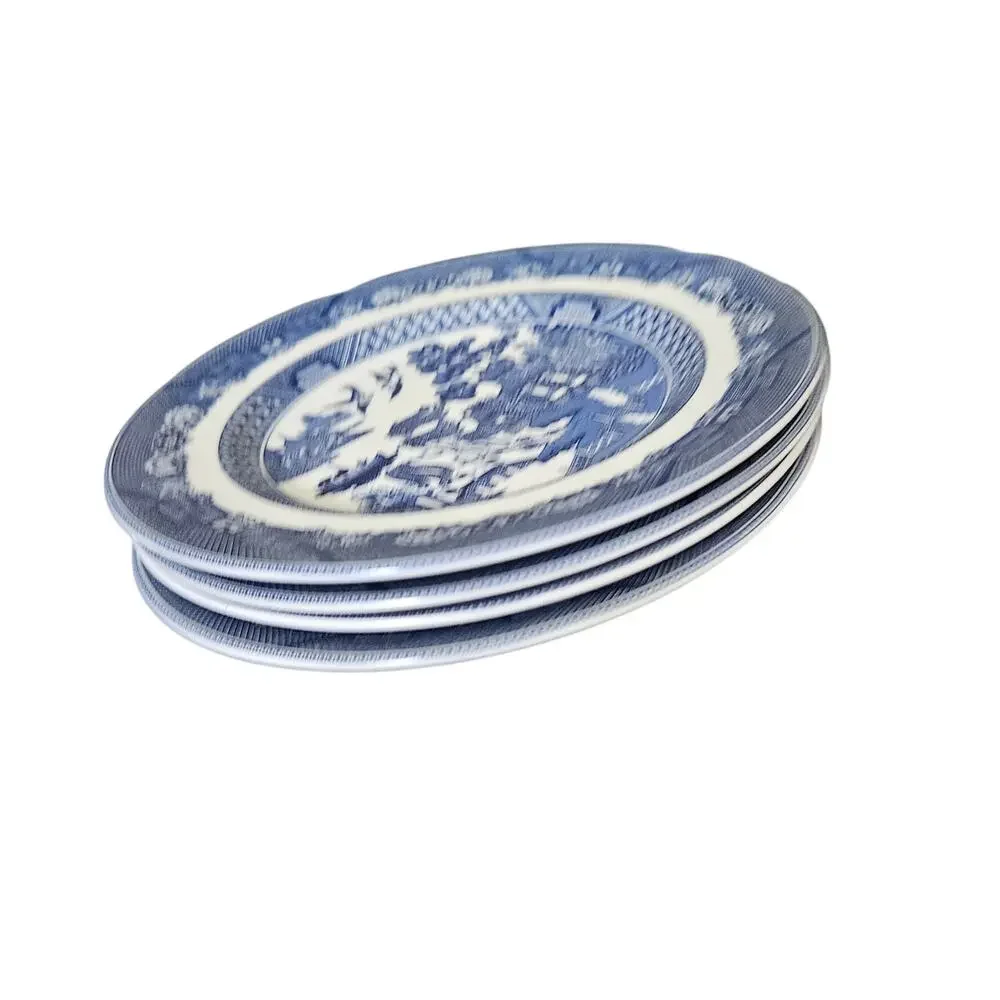 Johnson Bros Blue Willow Salad Plates Set of 4 Made in England Blue White China